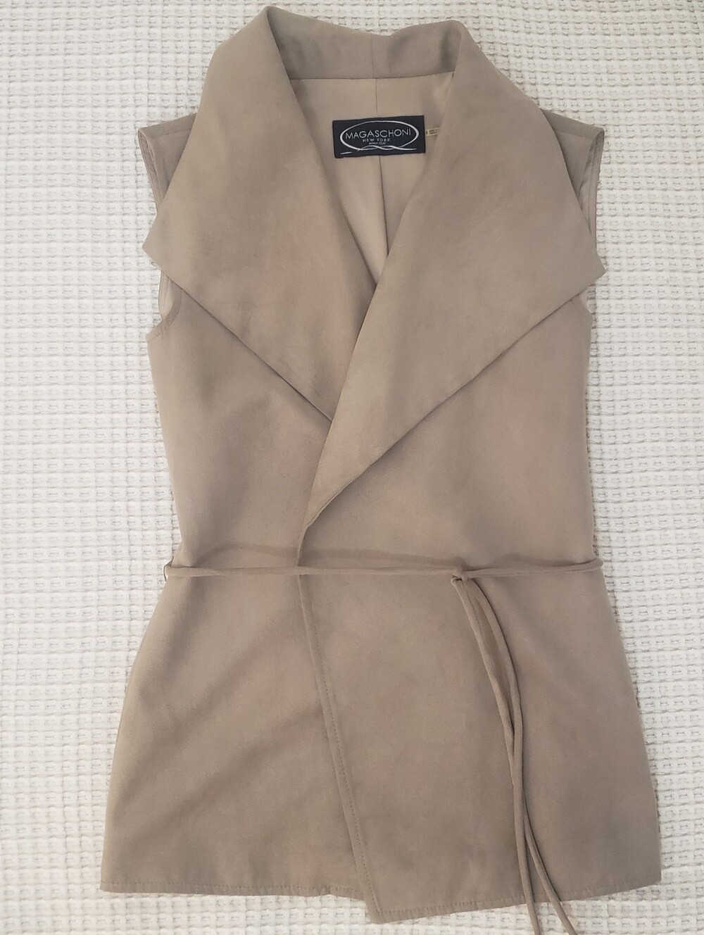 Magaschoni Beige Vest with Tie Belt